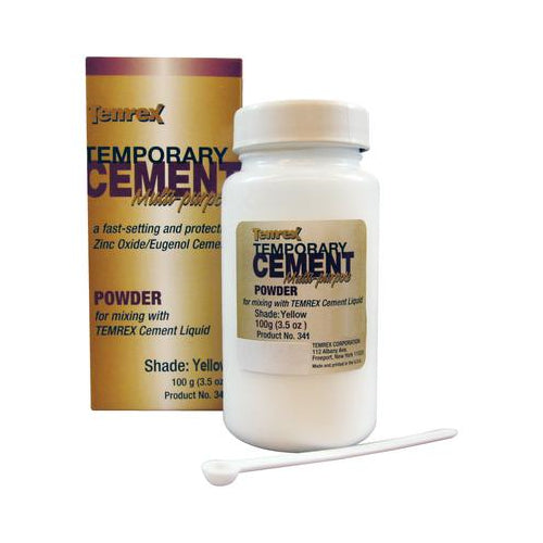 Temrex 341 Zinc Oxide Eugenol Temporary Dental Cement Powder Yellow 100 Gm Bottle Temrex 341 Zinc Oxide Eugenol Temporary Dental Cement Powder Yellow 100 Gm Bottle